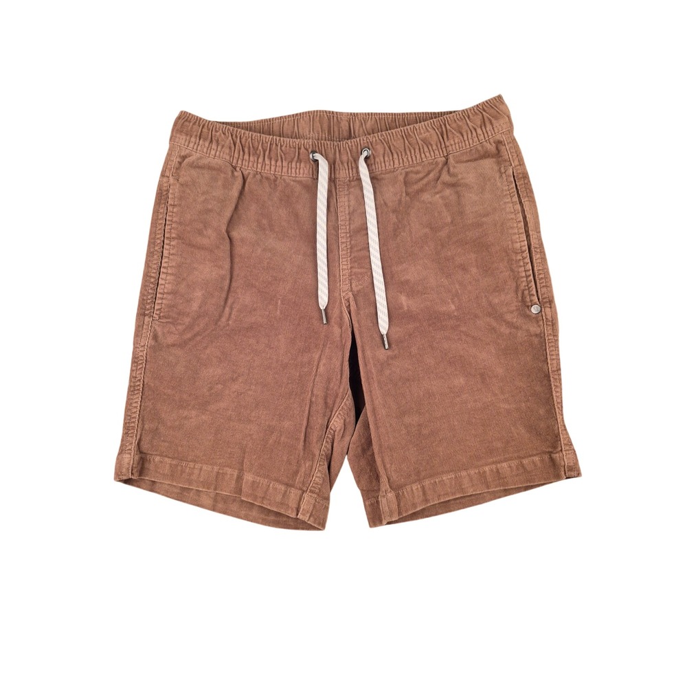 Vuori #V385 Mens Corduroy Shorts Brown Elastic Waist Cotton Blend Size Small